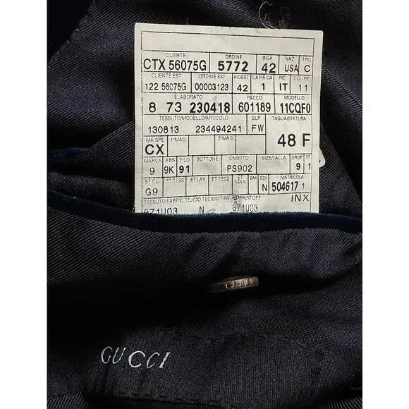 Gucci, Single breasted blazer in blue navy velour - Picture 4 of 6